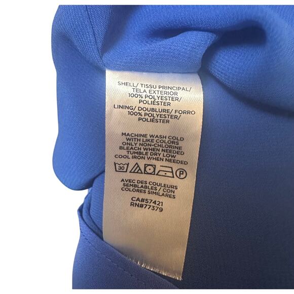 Ann Taylor Bow-Neck Tie Sleeveless Shell V-Neck Top SZ L Royal Blue - Picture 4 of 5